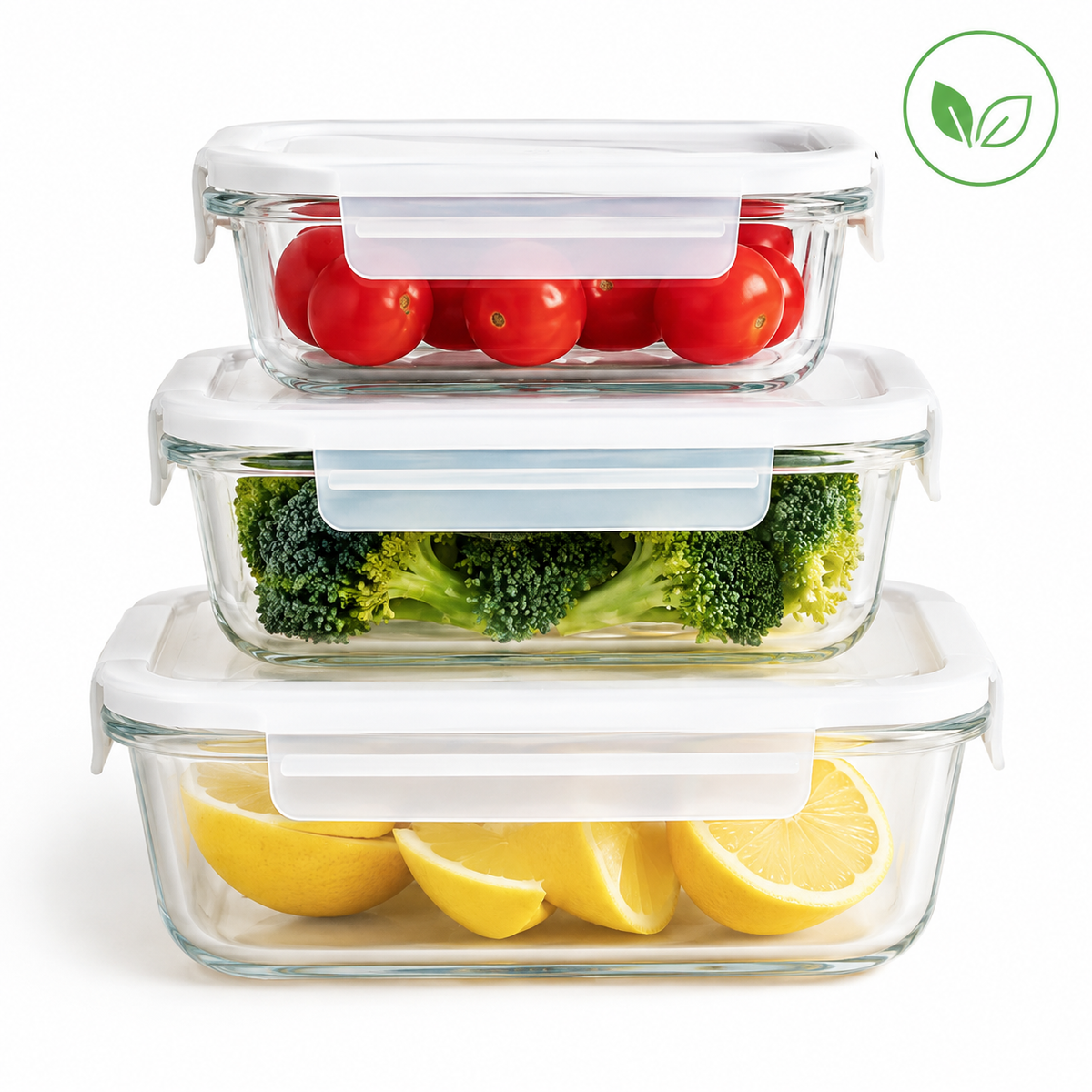 Siopsrl | Stackable Borosilicate Glass Airtight Food Storage Container Set with Locking Lids Siopsrl