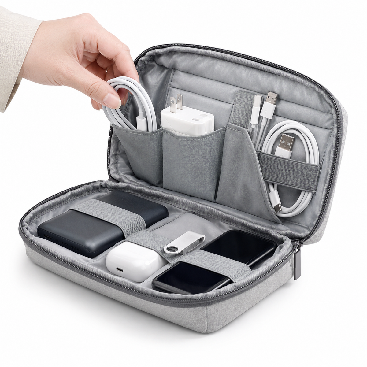 Siopsrl | Compact Travel Toiletry and Electronics Organizer Pouch with Structured Shell Siopsrl