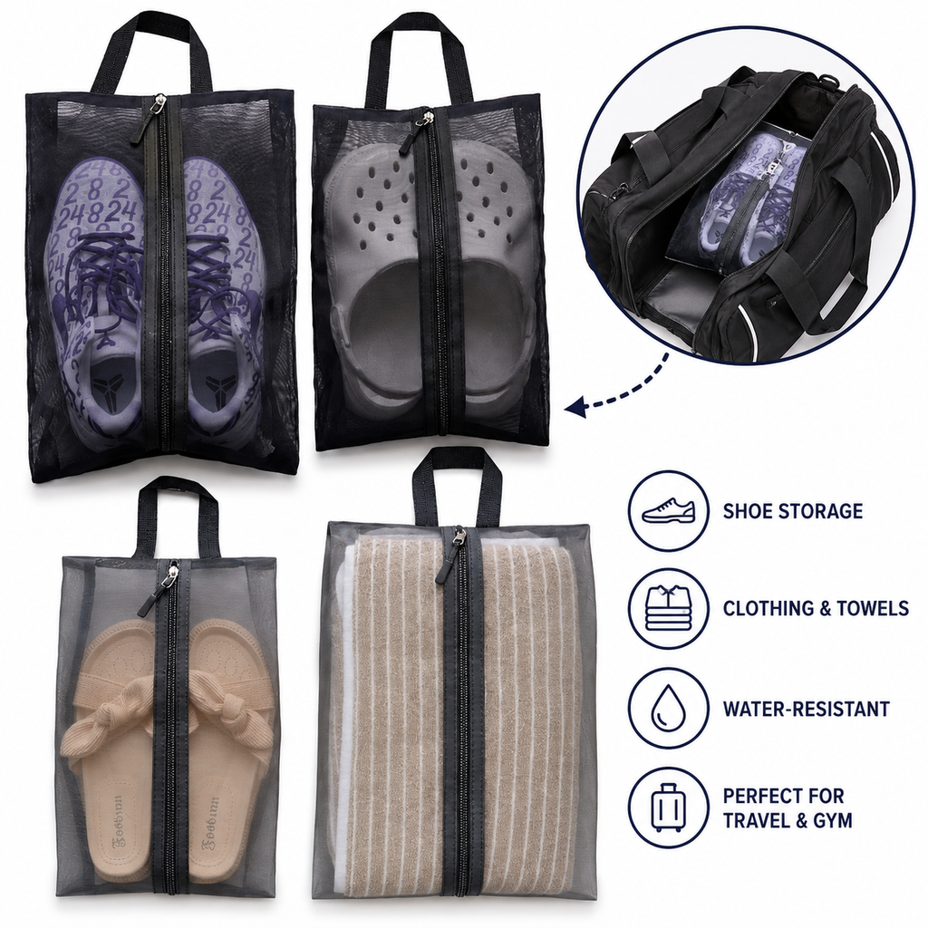 Siopsrl | Transparent Mesh Zipper Shoe Bag with Handle Siopsrl