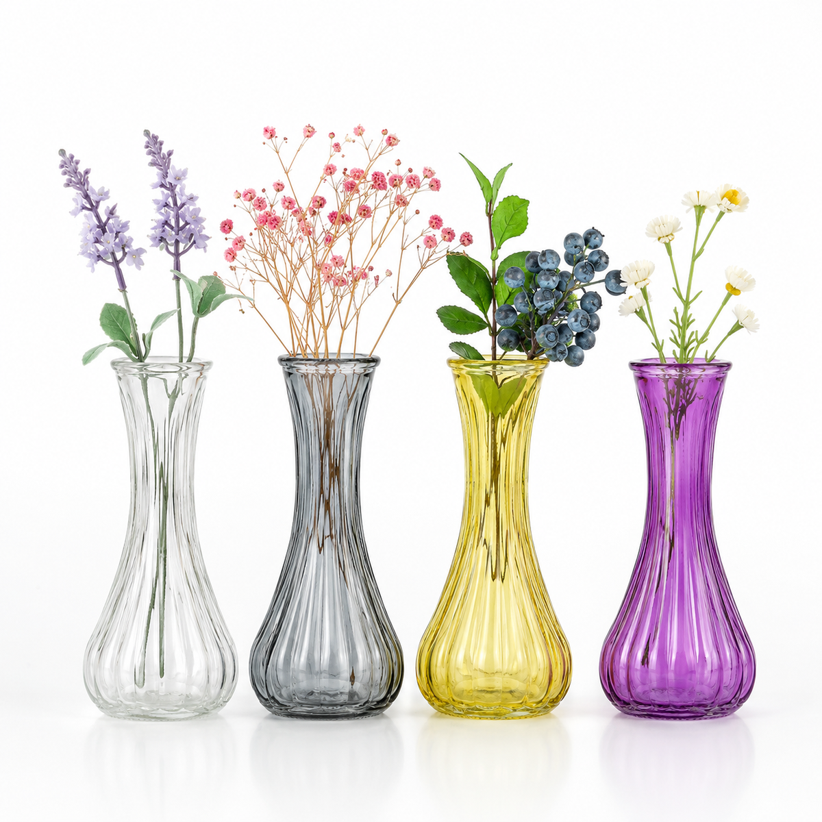 Siopsrl | Handblown glass bud vase with fluted neck and weighted base Siopsrl