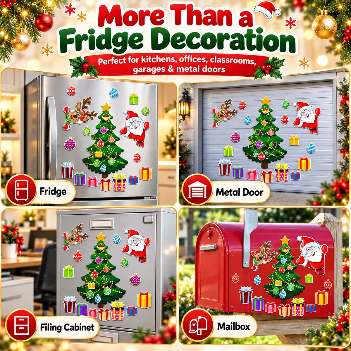 🎁Christmas Refrigerator Magnets – DIY Santa, Reindeer & Christmas Tree Decor