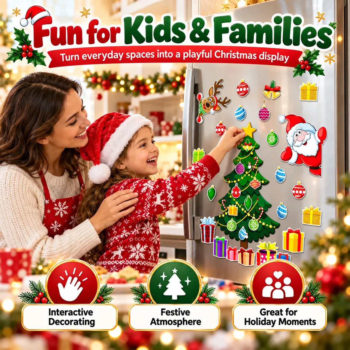 🎁Christmas Refrigerator Magnets – DIY Santa, Reindeer & Christmas Tree Decor