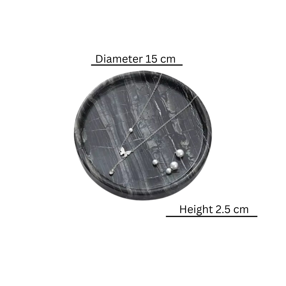 Siopsrl| Circular Black Marble Jewelry Tray