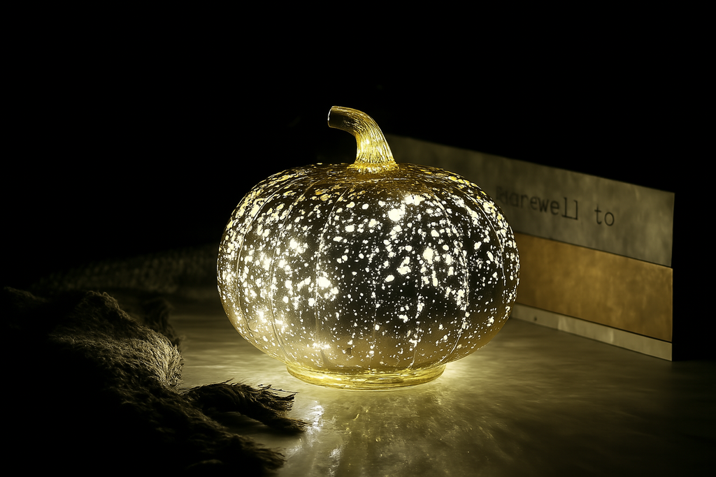 Siopsrl| Halloween Decorations Glass Pumpkin LED Lights Set