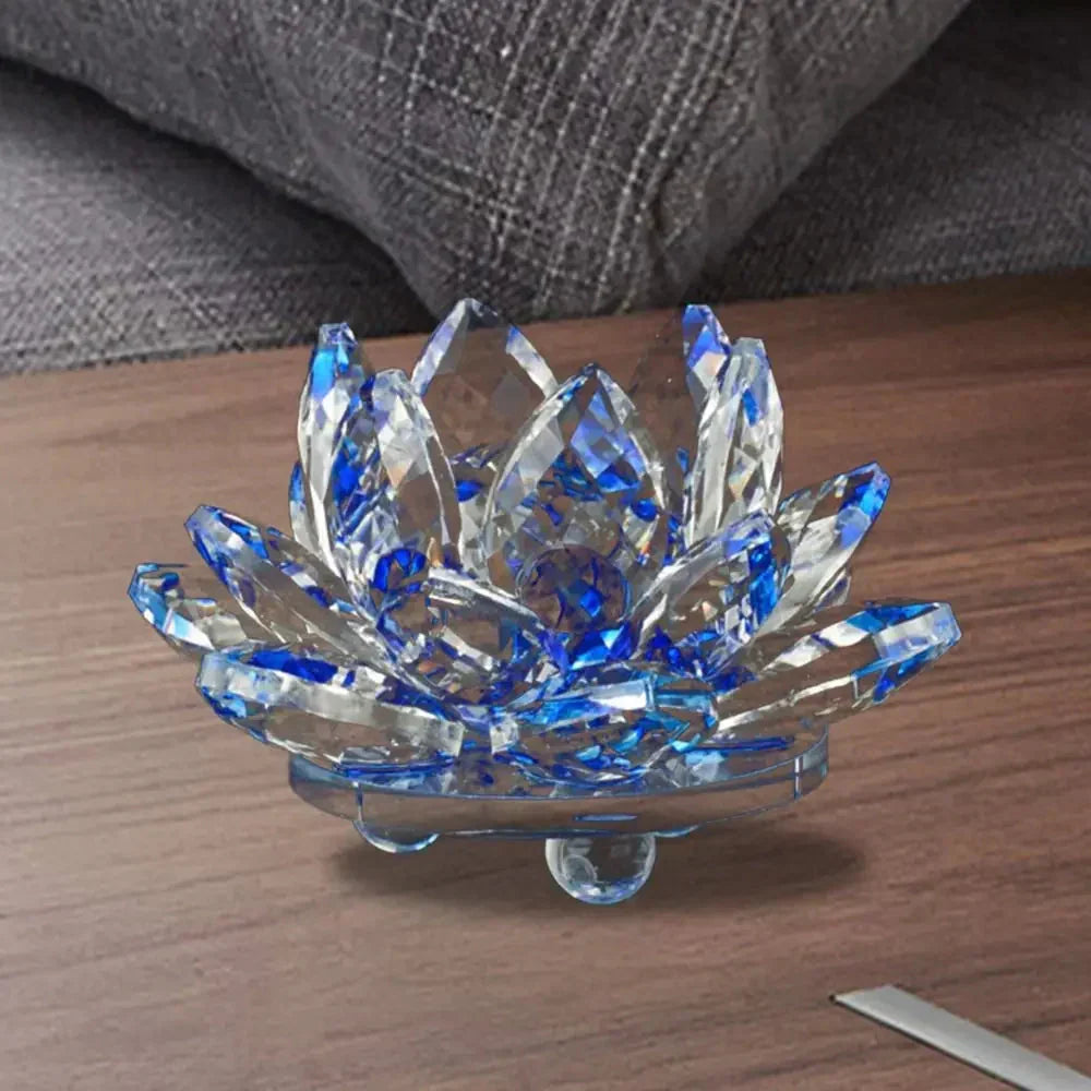 Siopsrl| Crystal Lotus Flower Figurine Home Wedding Decoration Glass Art Collection Paperweight Office Table Ornaments Souvenir Gifts