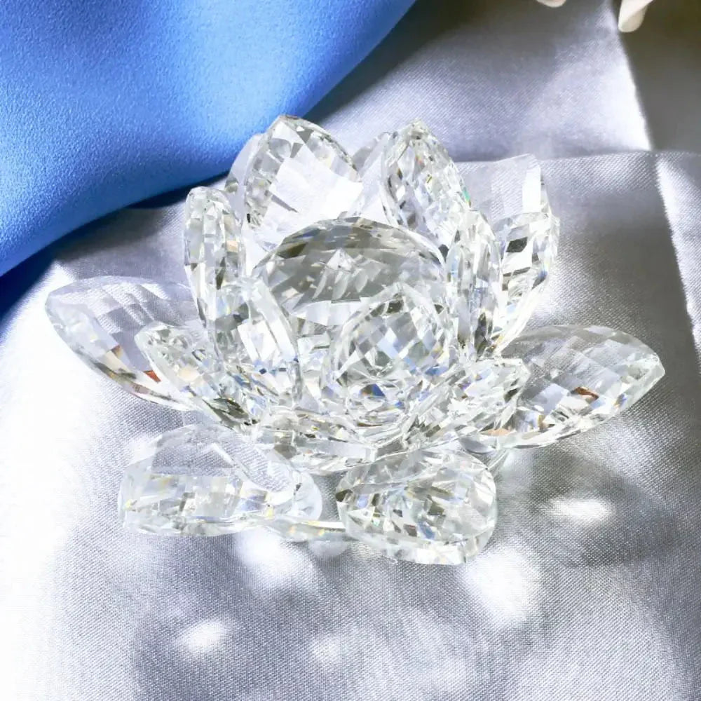 Siopsrl| Crystal Lotus Flower Figurine Home Wedding Decoration Glass Art Collection Paperweight Office Table Ornaments Souvenir Gifts