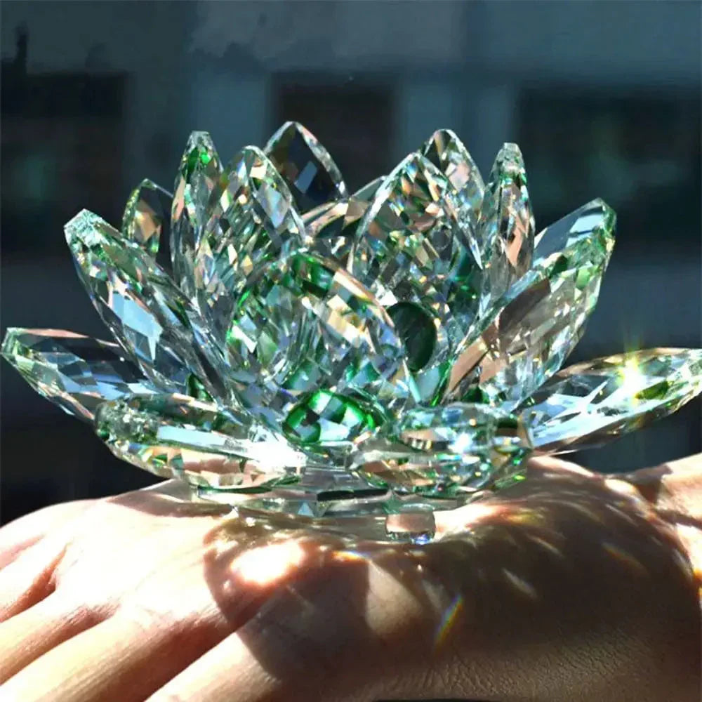 Siopsrl| Crystal Lotus Flower Figurine Home Wedding Decoration Glass Art Collection Paperweight Office Table Ornaments Souvenir Gifts