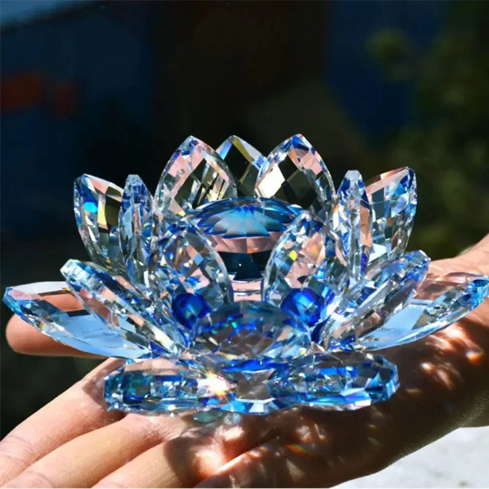 Siopsrl| Crystal Lotus Flower Figurine Home Wedding Decoration Glass Art Collection Paperweight Office Table Ornaments Souvenir Gifts