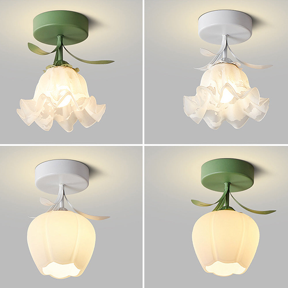 Siopsrl| Ceiling Light with Floral Glass Shade Design