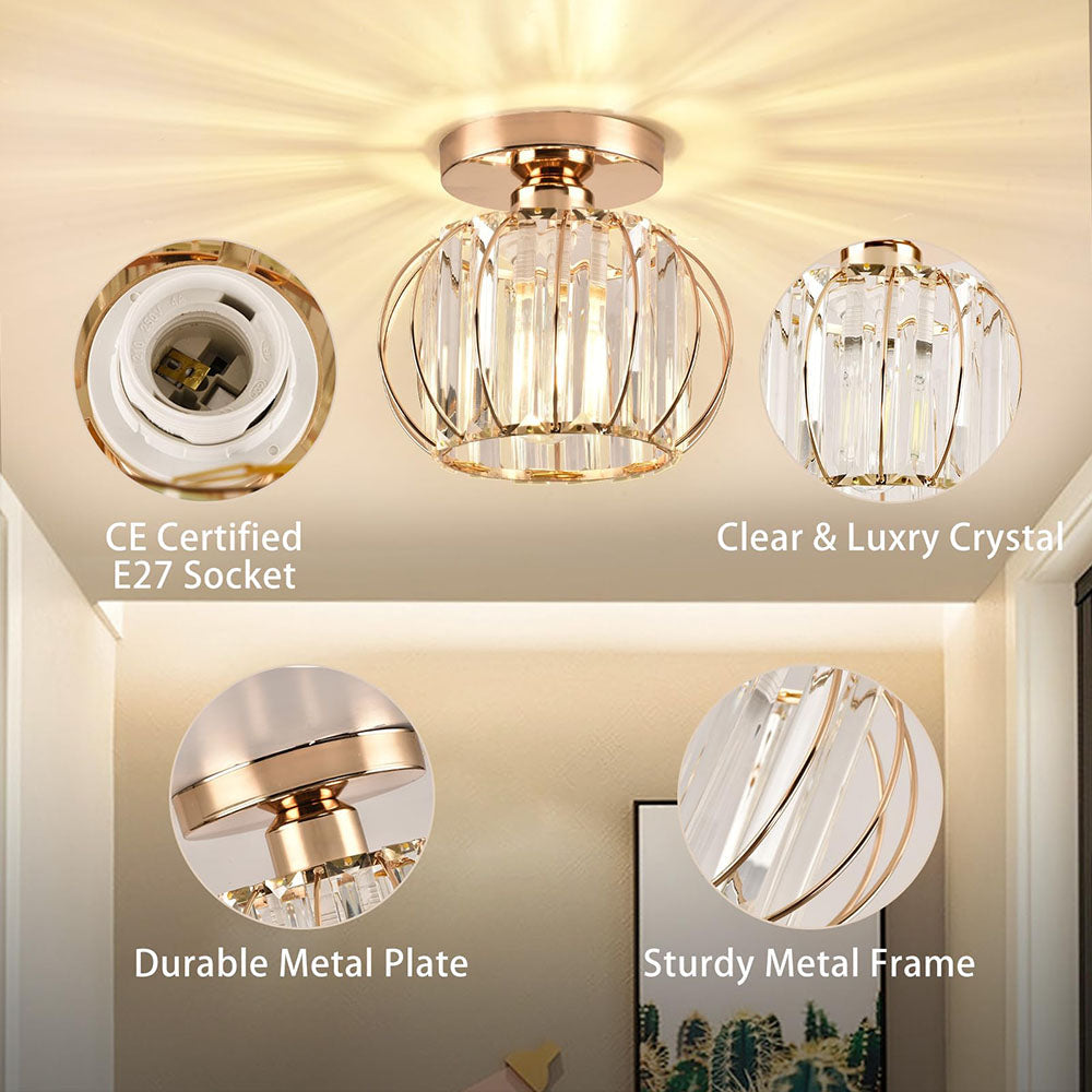 Siopsrl| Crystal Ceiling Light with Gold Flush Mount