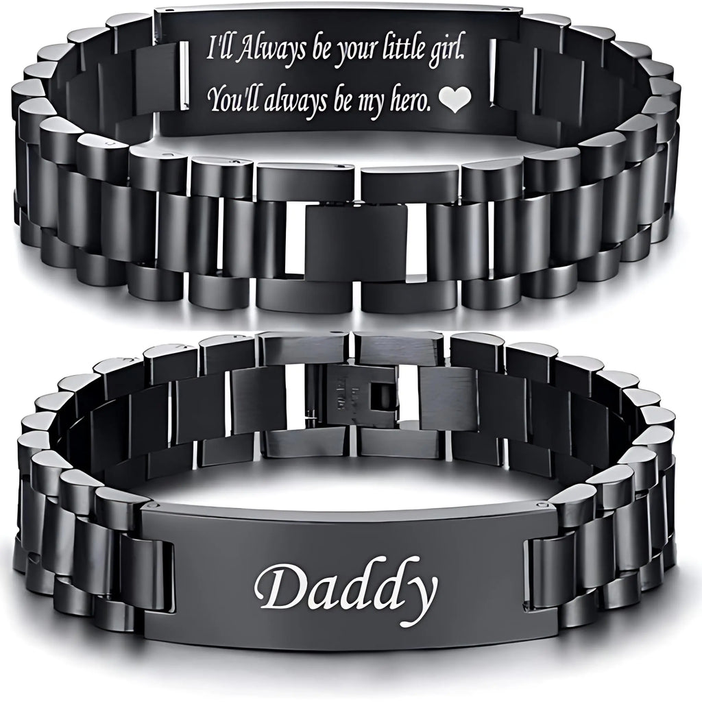 ⌚Masculine Watch Band Link Bracelet –🎁  Personalized Jewelry Gift for Dad, Husband, Boyfriend