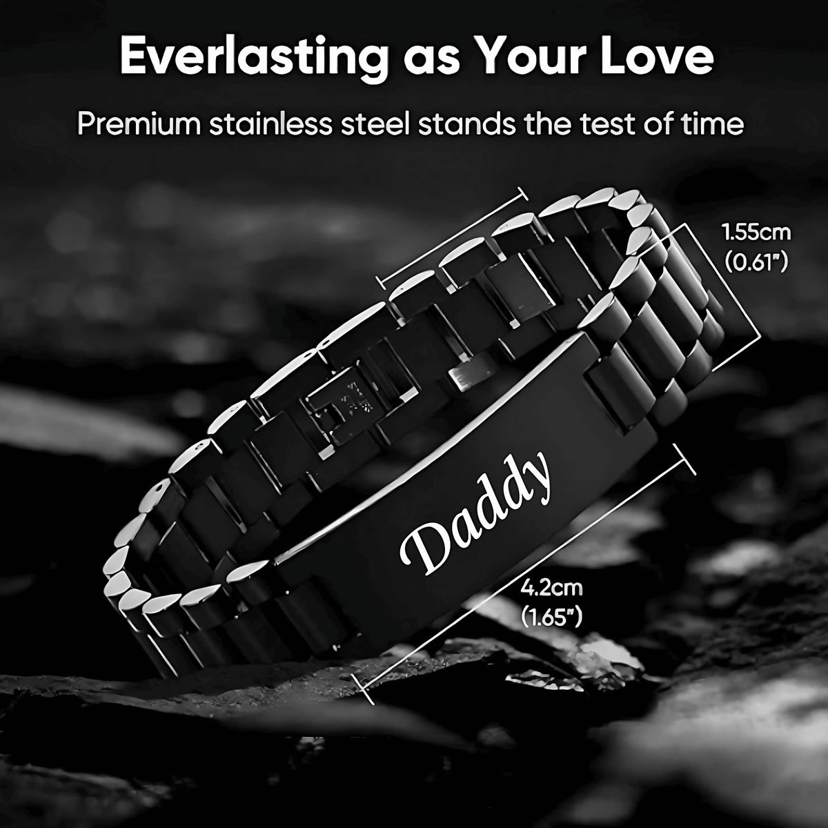 ⌚Masculine Watch Band Link Bracelet –🎁  Personalized Jewelry Gift for Dad, Husband, Boyfriend