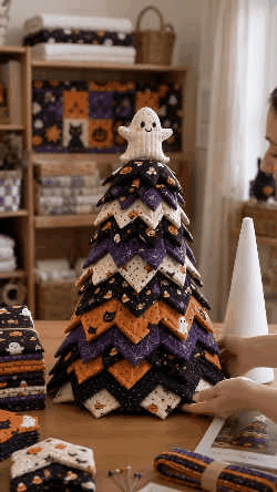 🎅 Santa Claus Patchwork Tree Quilt Kit – Easy Layered Fabric Holiday Décor
