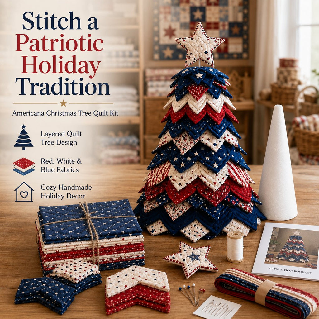 🎅 Santa Claus Patchwork Tree Quilt Kit – Easy Layered Fabric Holiday Décor