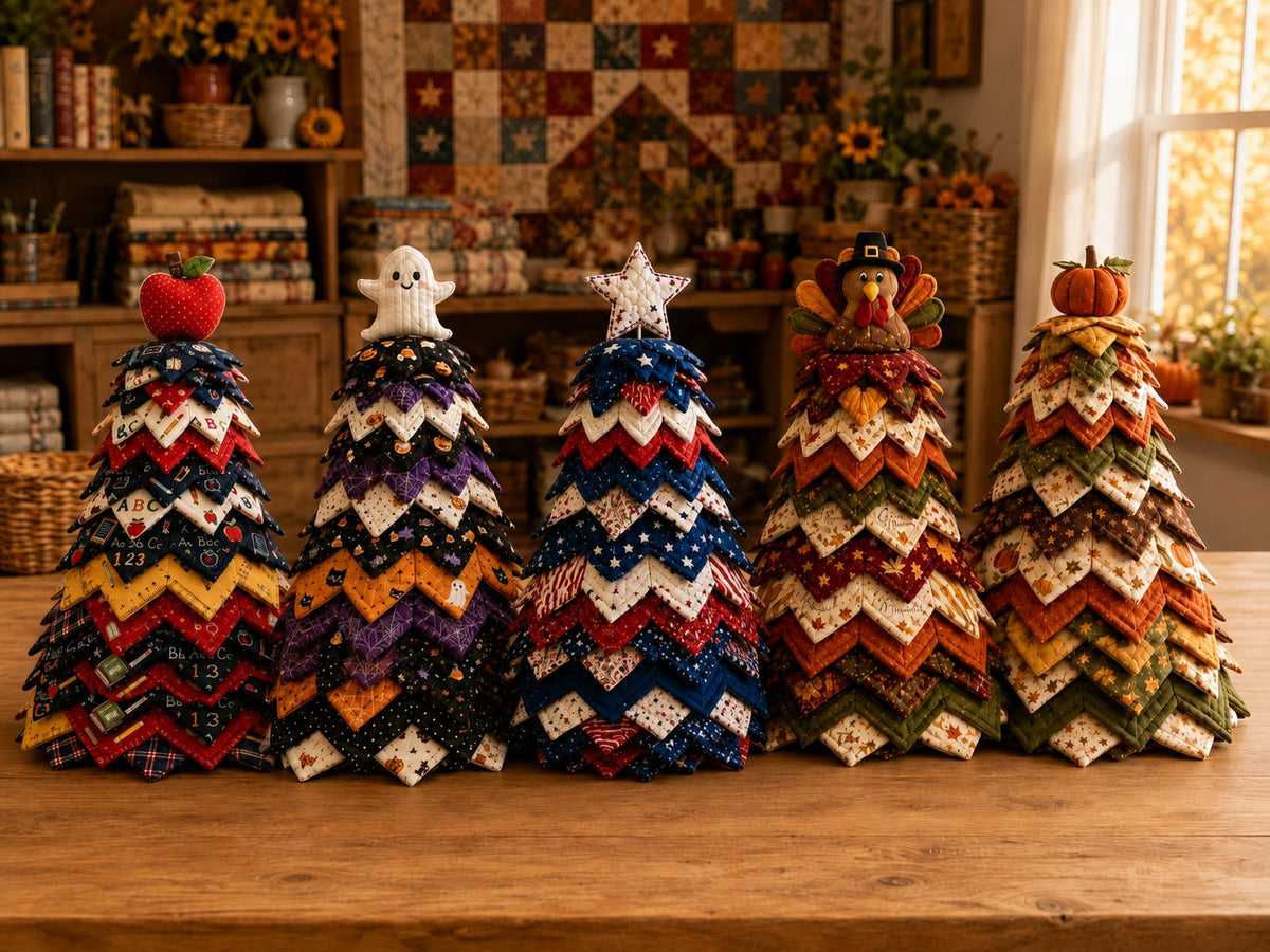 🎅 Santa Claus Patchwork Tree Quilt Kit – Easy Layered Fabric Holiday Décor