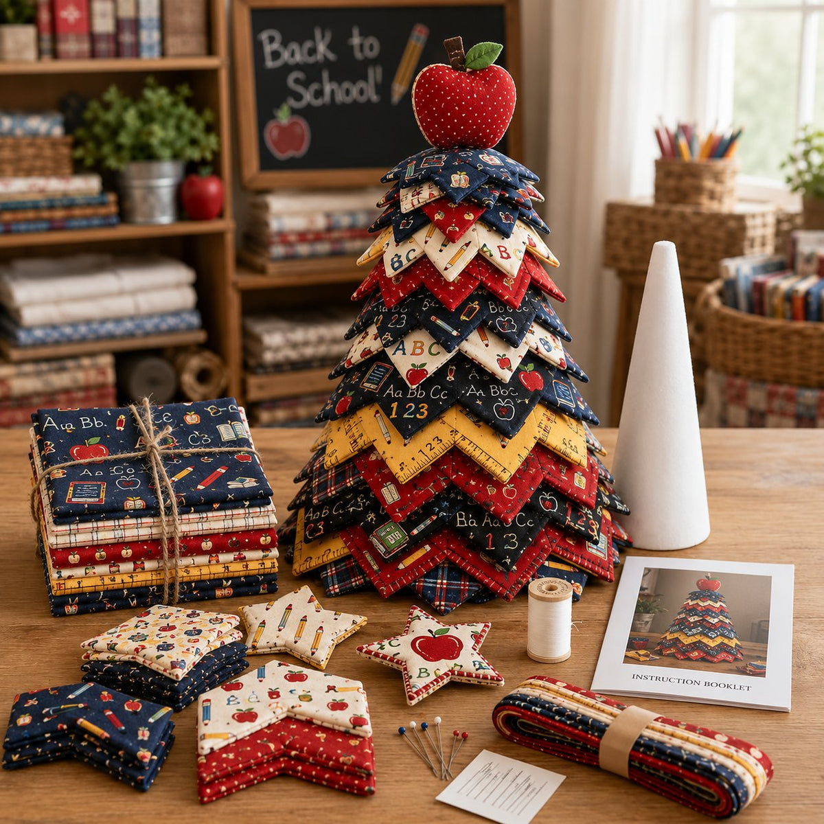 🎅 Santa Claus Patchwork Tree Quilt Kit – Easy Layered Fabric Holiday Décor