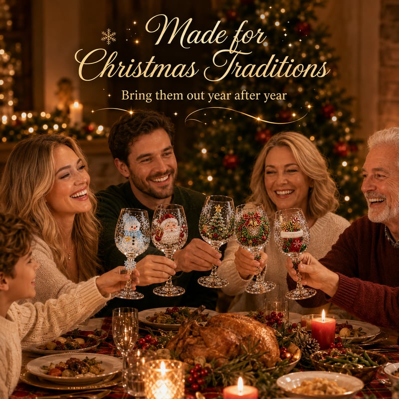 Christmas 3D Wine Glass Collection Gift Box Set