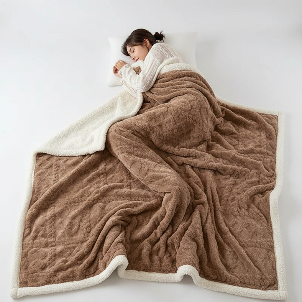 Siopsrl| WarmHome Winter Blanket – Luxury Lambswool Fleece Blanket with Double-Sided Design