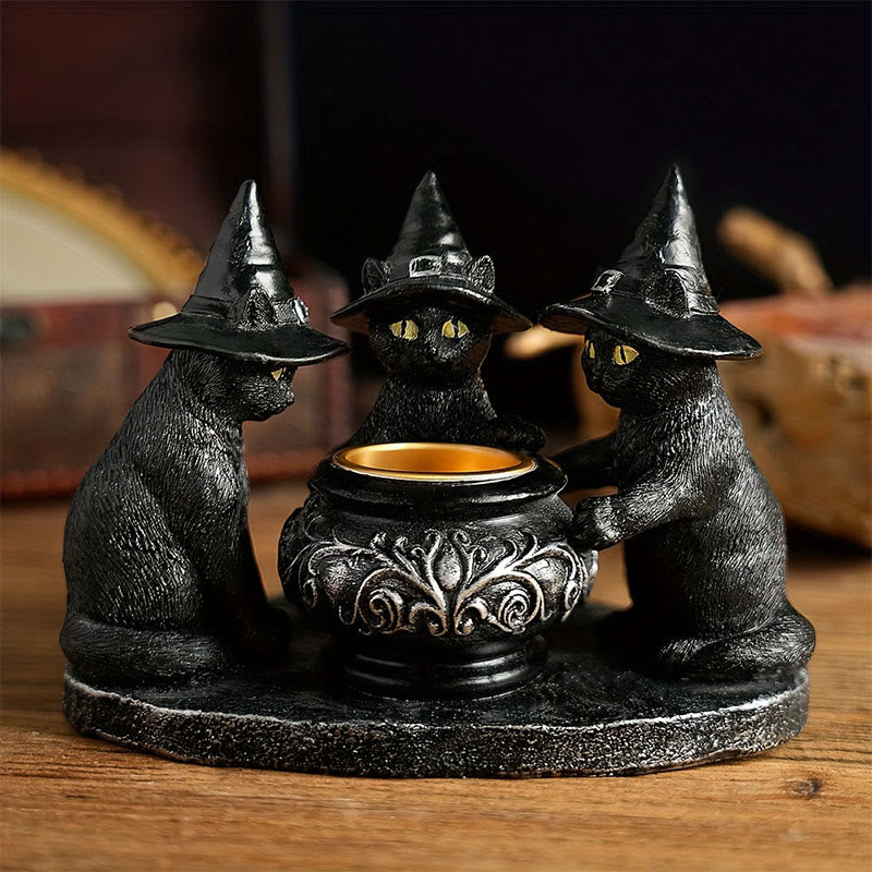 Siopsrl| Three Witches Cats | Tea Light Holder for Halloween