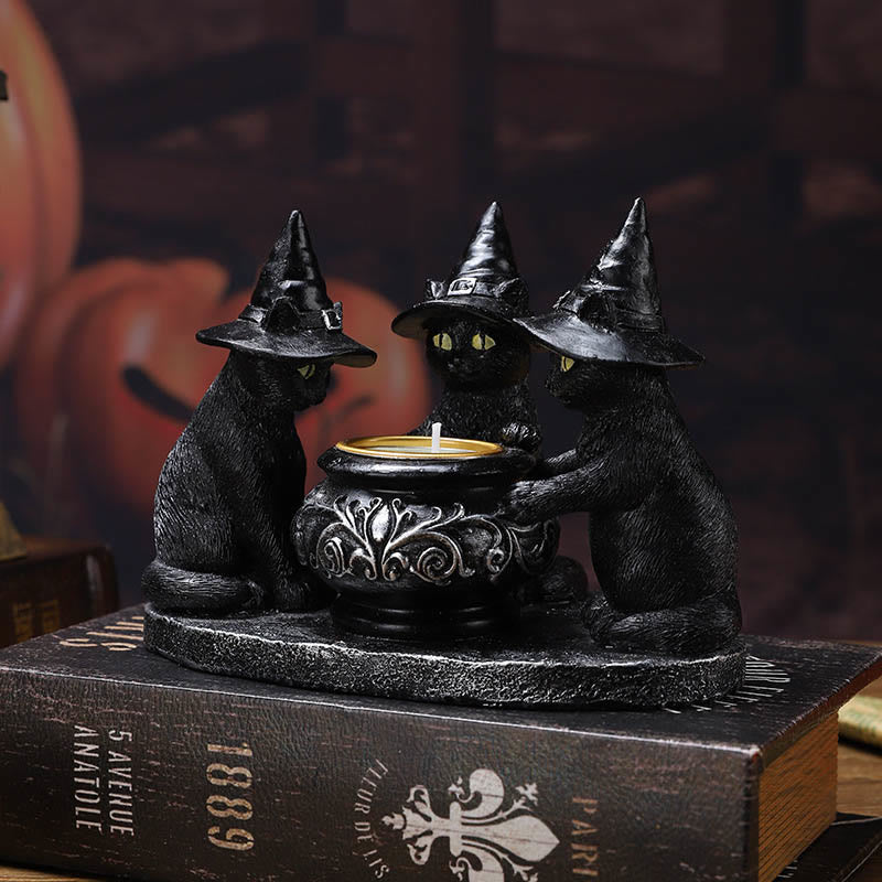 Siopsrl| Three Witches Cats | Tea Light Holder for Halloween