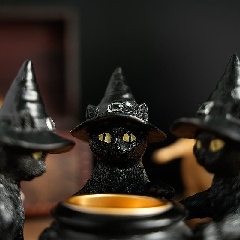Siopsrl| Three Witches Cats | Tea Light Holder for Halloween