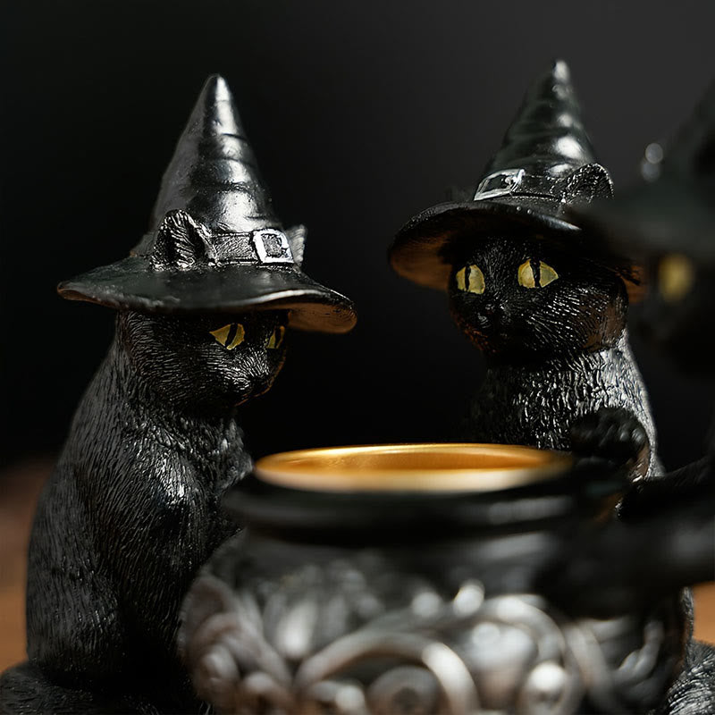 Siopsrl| Three Witches Cats | Tea Light Holder for Halloween
