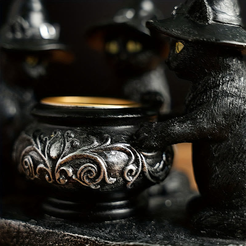 Siopsrl| Three Witches Cats | Tea Light Holder for Halloween