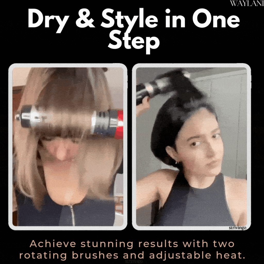 siopsrl | 3-in-1 Rotating Hair Dryer and Styler with Adjustable Temperature for Effortless Curls and Waves