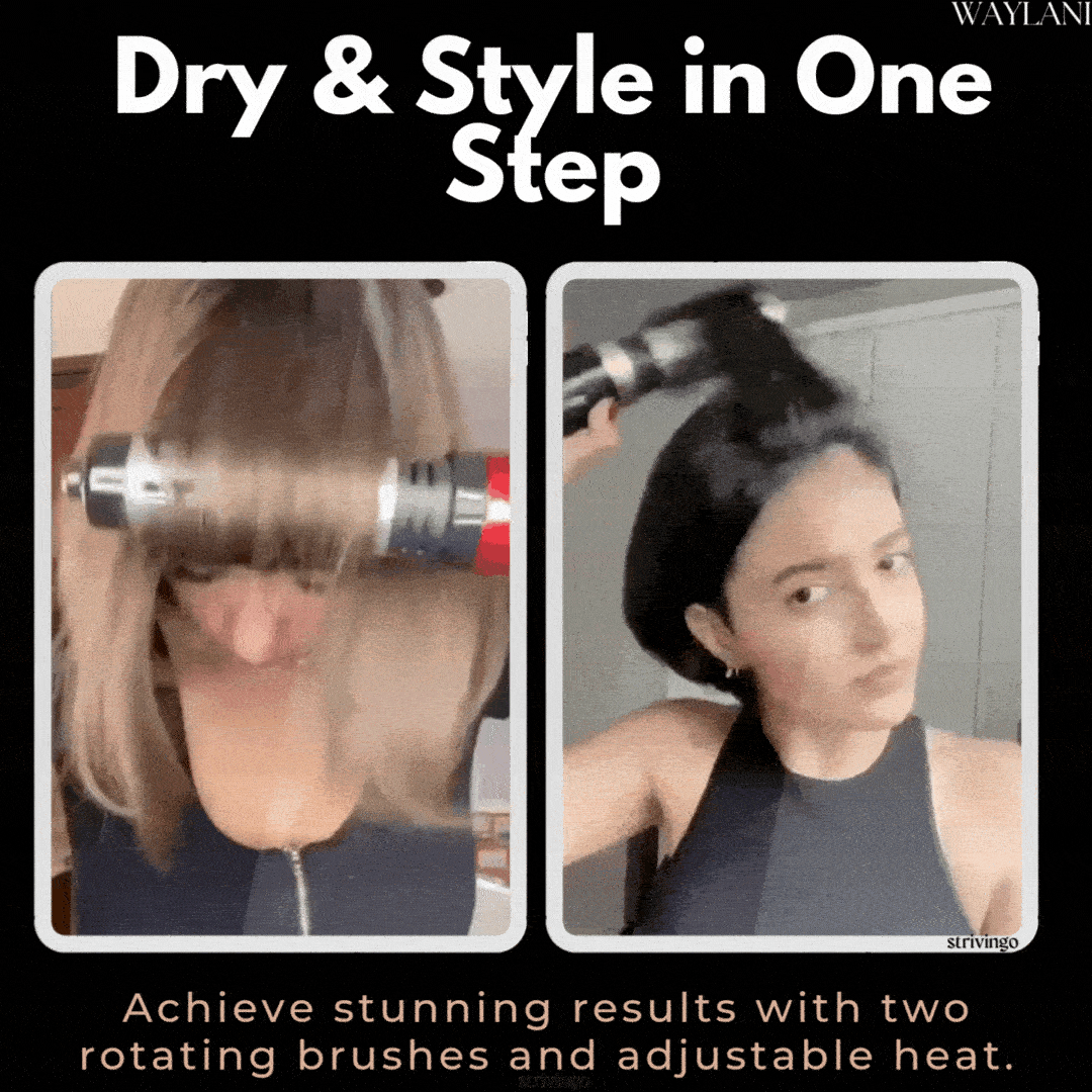siopsrl | 3-in-1 Rotating Hair Dryer and Styler with Adjustable Temperature for Effortless Curls and Waves