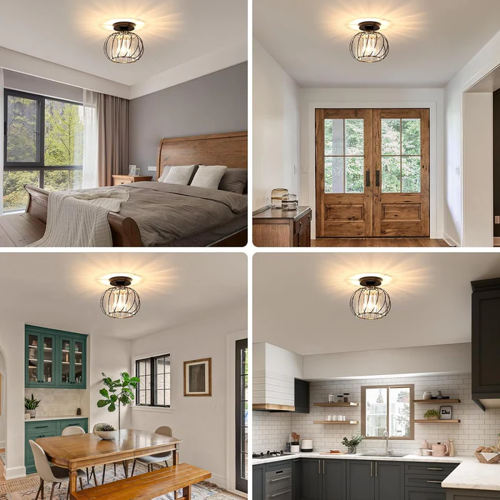 Siopsrl| Pendant Light Black Glass Globe Ceiling Fixture