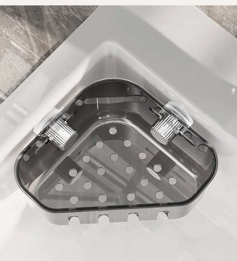 Siopsrl| Corner shelf with suction cup – Drill-free & space-saving