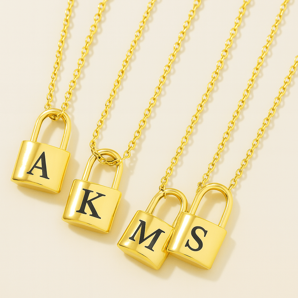 Ellie® Initial Love Lock 14K Gold Necklace