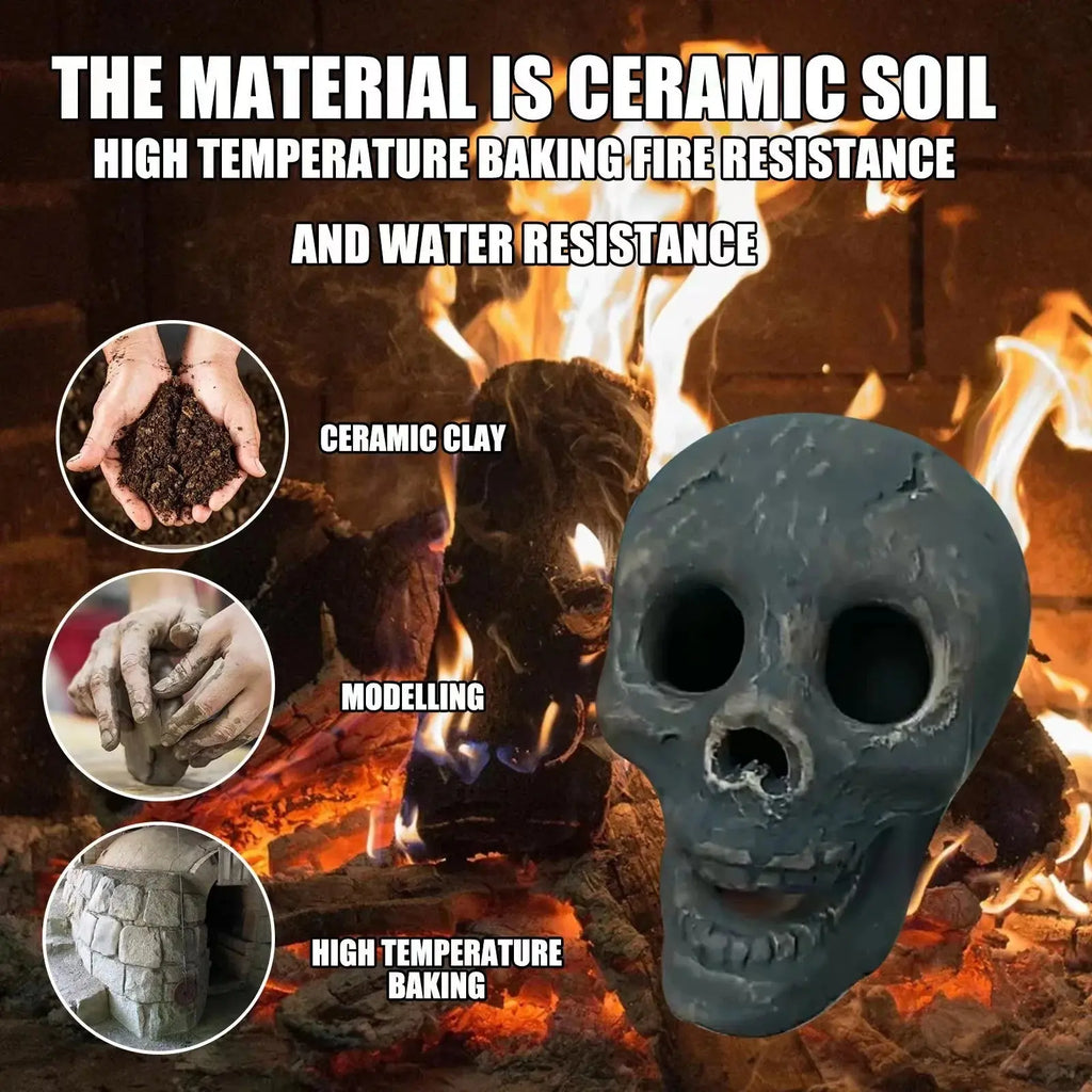 Siopsrl| SkullFire Ornament – Fireproof Skull Figurine made of Resin for Gothic & Halloween Decoration