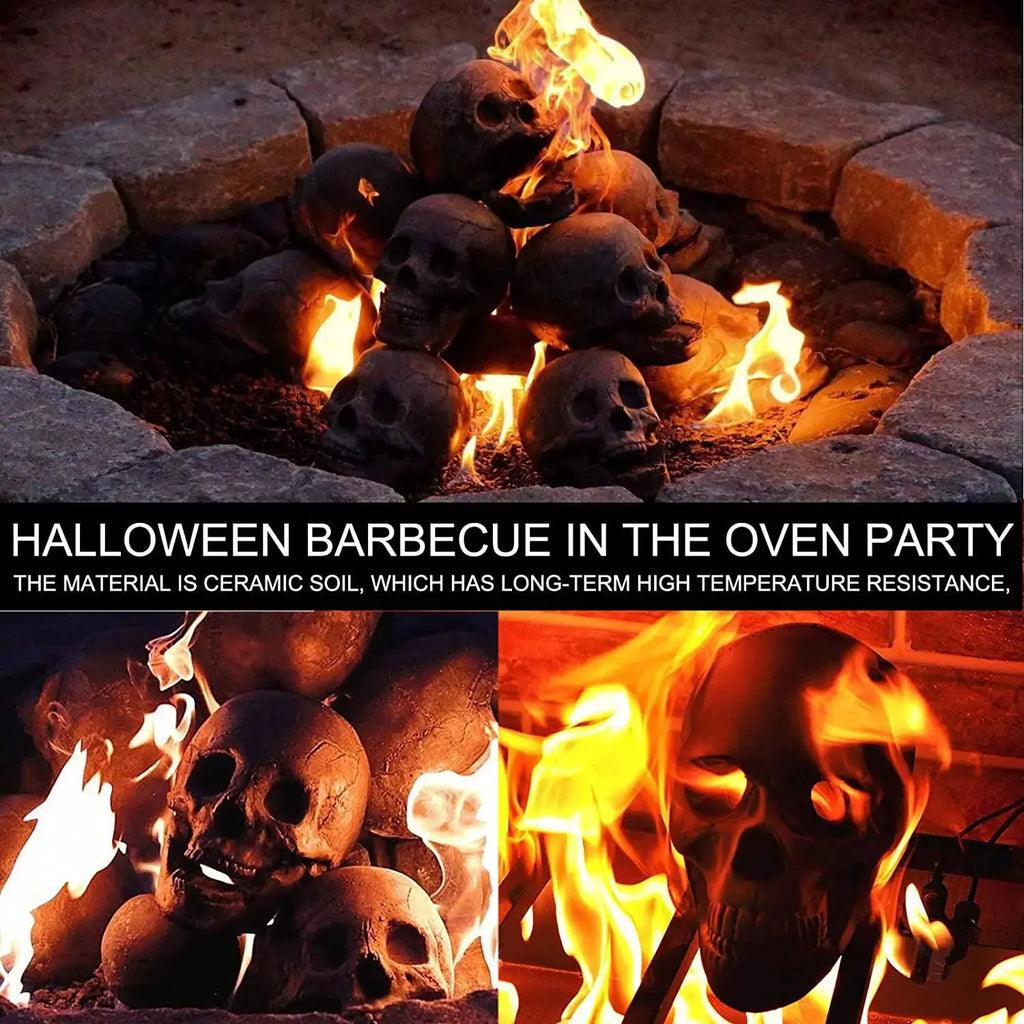 Siopsrl| SkullFire Ornament – Fireproof Skull Figurine made of Resin for Gothic & Halloween Decoration