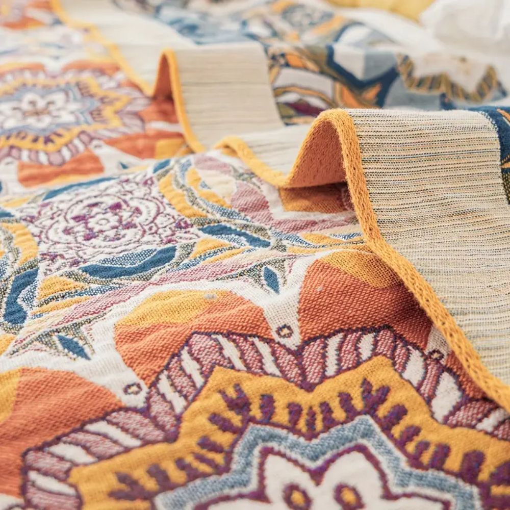 Siopsrl| Boho Flora Tone Cotton Blanket