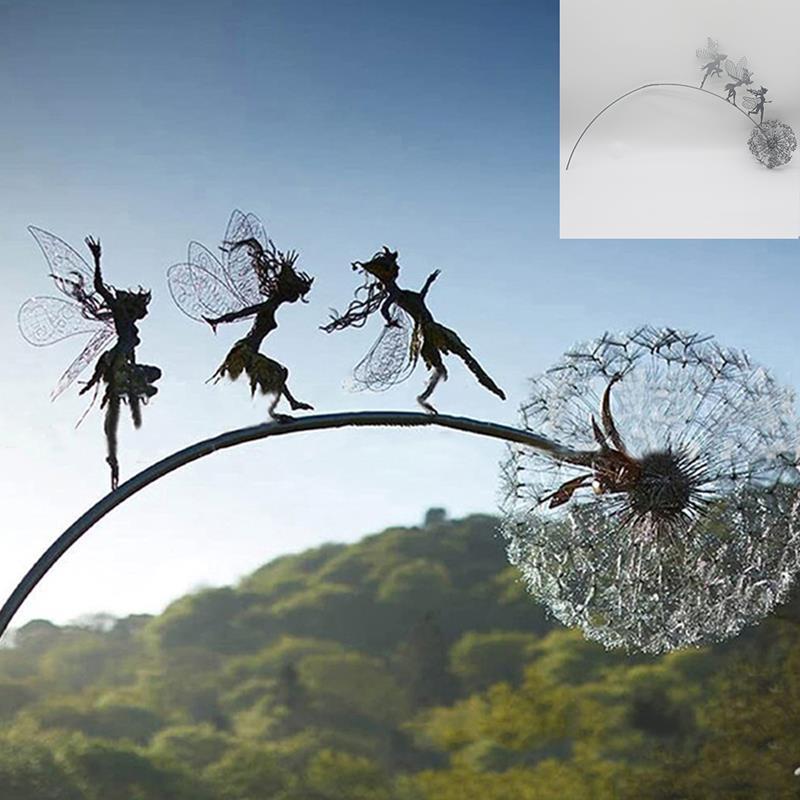 siopsrl | Fairies and Dandelions Dancing Together Sculpture for Outdoor Garden