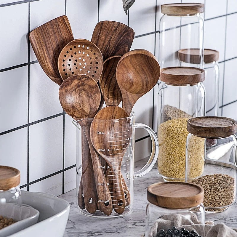 Siopsrl| TeakChef 7-piece Kitchen Tool Set – Premium Teak Kitchen Tools for Style & Functionality