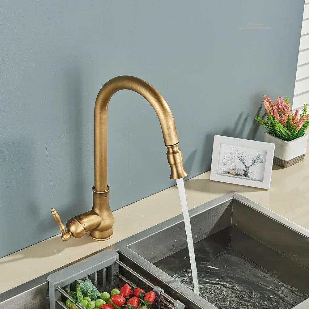 siopsrl | VintageTap Antique Brass Kitchen Tap – Retro Style Mixer Faucet with Swivel Spout
