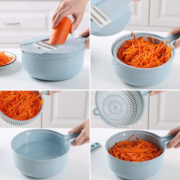 Siopsrl| Multifunctional Vegetable Grater with Sieve – 3-in-1 Kitchen Grater for Vegetables & Fruits | Practical Kitchen Helper with Collection Tray