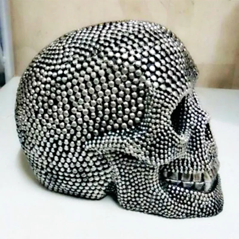 Siopsrl| BUF Large Silver/Gold Skull Statue Resin Craft Decorative Ornaments Halloween Decoration Sculpture Home Decor Figures
