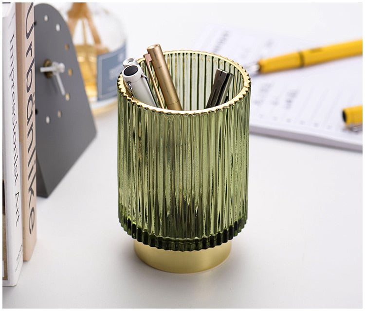 Siopsrl| Elise Gold Foil Glass Makeup Halter & Organizer