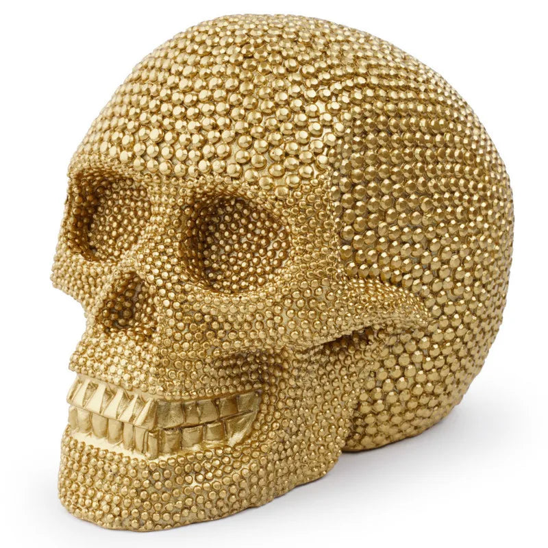 Siopsrl| BUF Large Silver/Gold Skull Statue Resin Craft Decorative Ornaments Halloween Decoration Sculpture Home Decor Figures