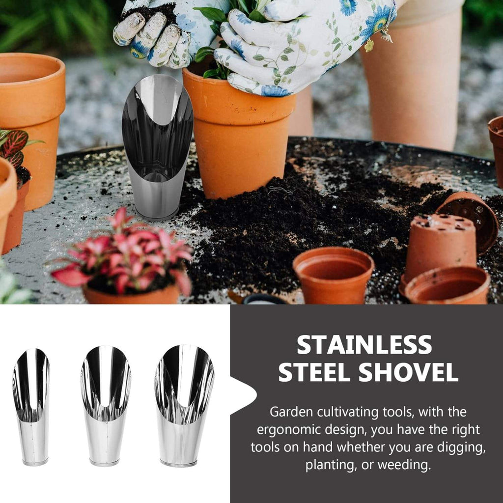 Siopsrl| Stainless Steel Scoop for Potting Soil – Robust Planting Scoop for Garden and Balcony