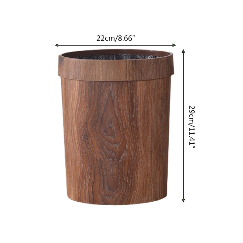 Elegant Retro Wooden Grain Trash Can | Siopsrl