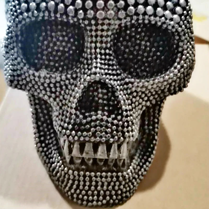 Siopsrl| BUF Large Silver/Gold Skull Statue Resin Craft Decorative Ornaments Halloween Decoration Sculpture Home Decor Figures