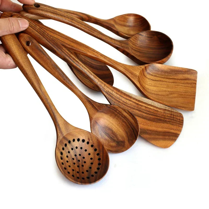 Siopsrl| TeakChef 7-piece Kitchen Tool Set – Premium Teak Kitchen Tools for Style & Functionality