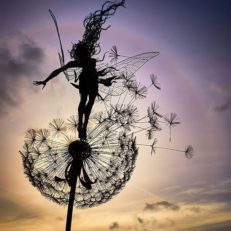 siopsrl | Fairies and Dandelions Dancing Together Sculpture for Outdoor Garden