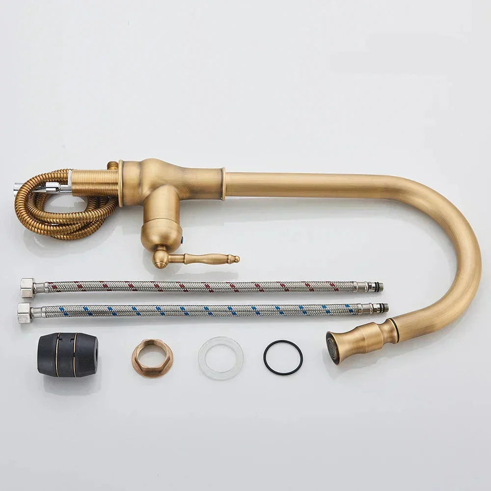 siopsrl | VintageTap Antique Brass Kitchen Tap – Retro Style Mixer Faucet with Swivel Spout