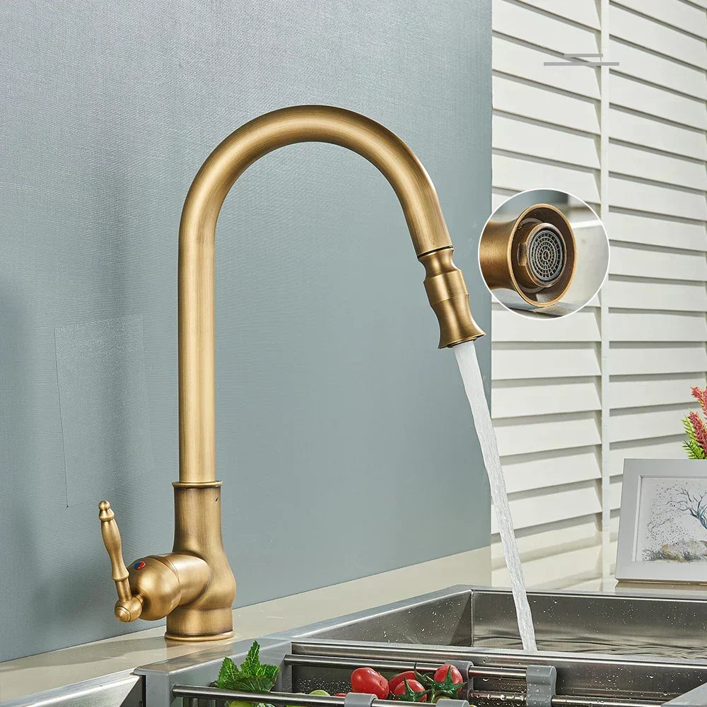 siopsrl | VintageTap Antique Brass Kitchen Tap – Retro Style Mixer Faucet with Swivel Spout