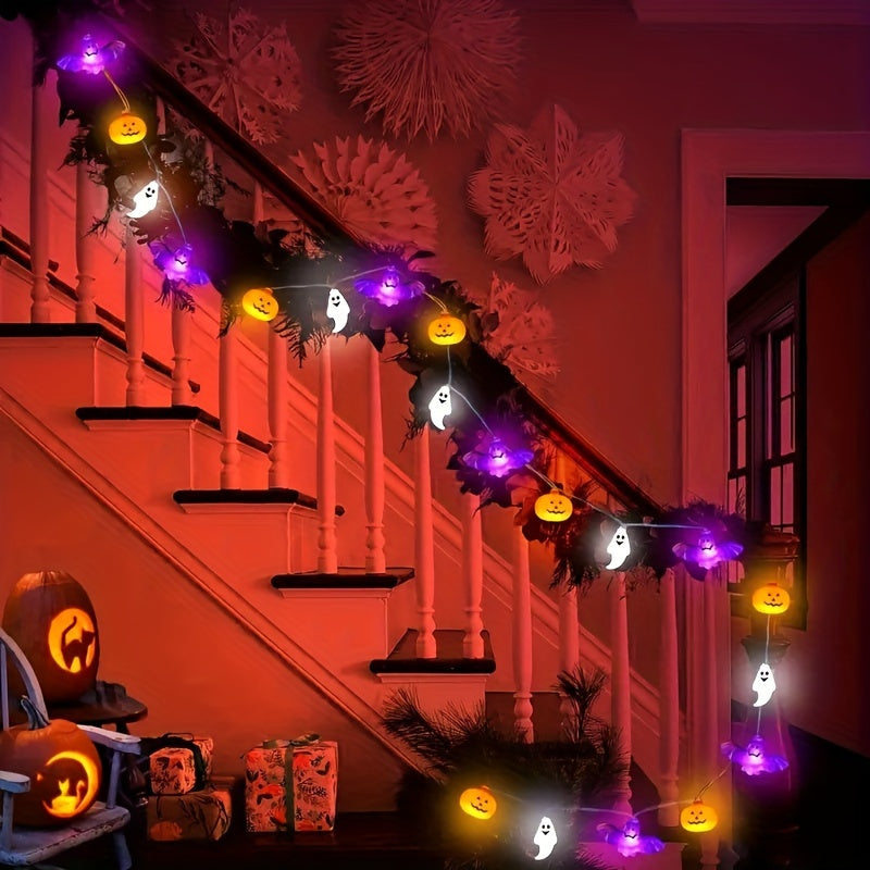 Siopsrl| Spooky Halloween String Lights – Battery-Powered Pumpkin Design